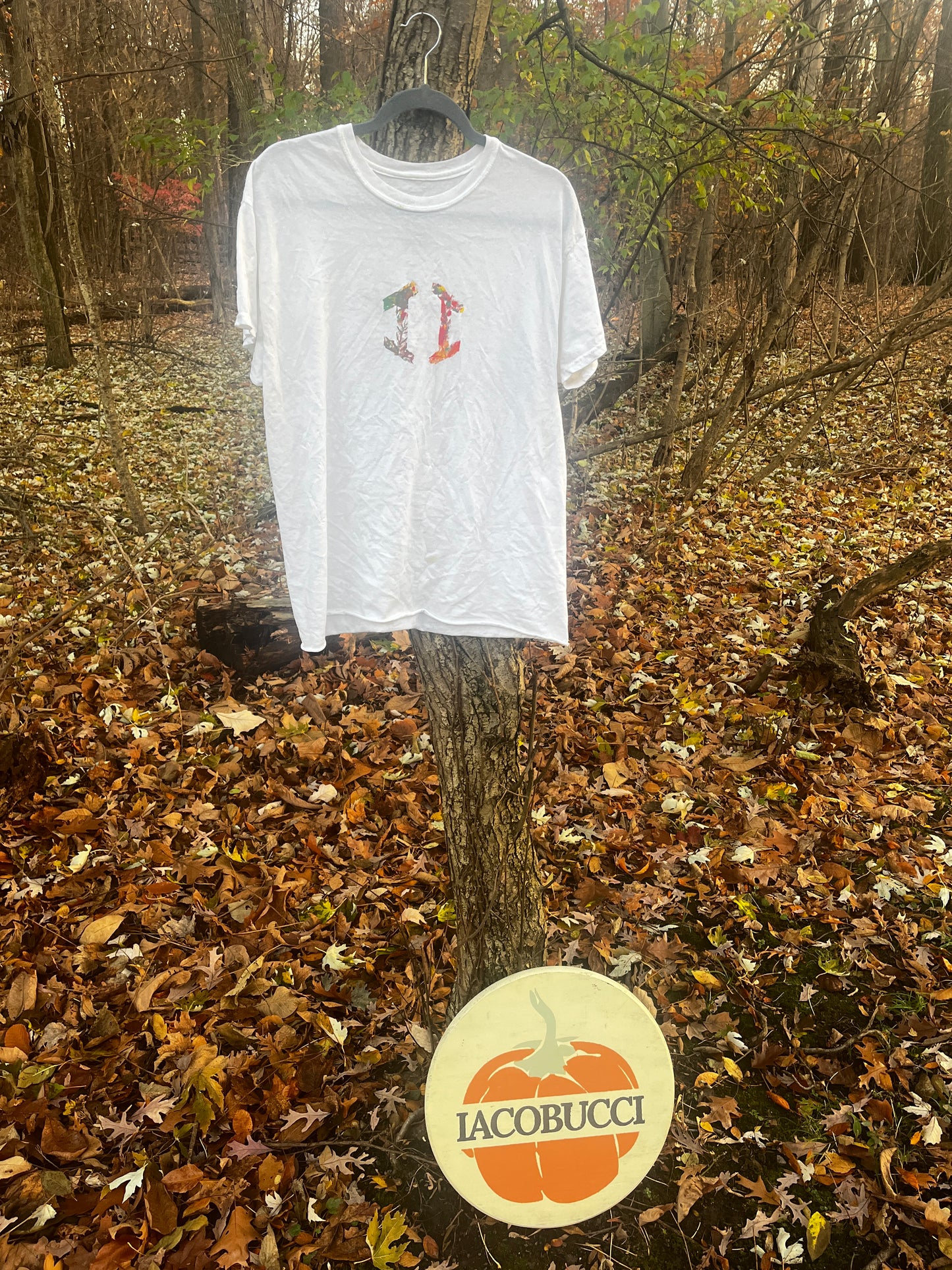 Leaf Print Logo T Shirt