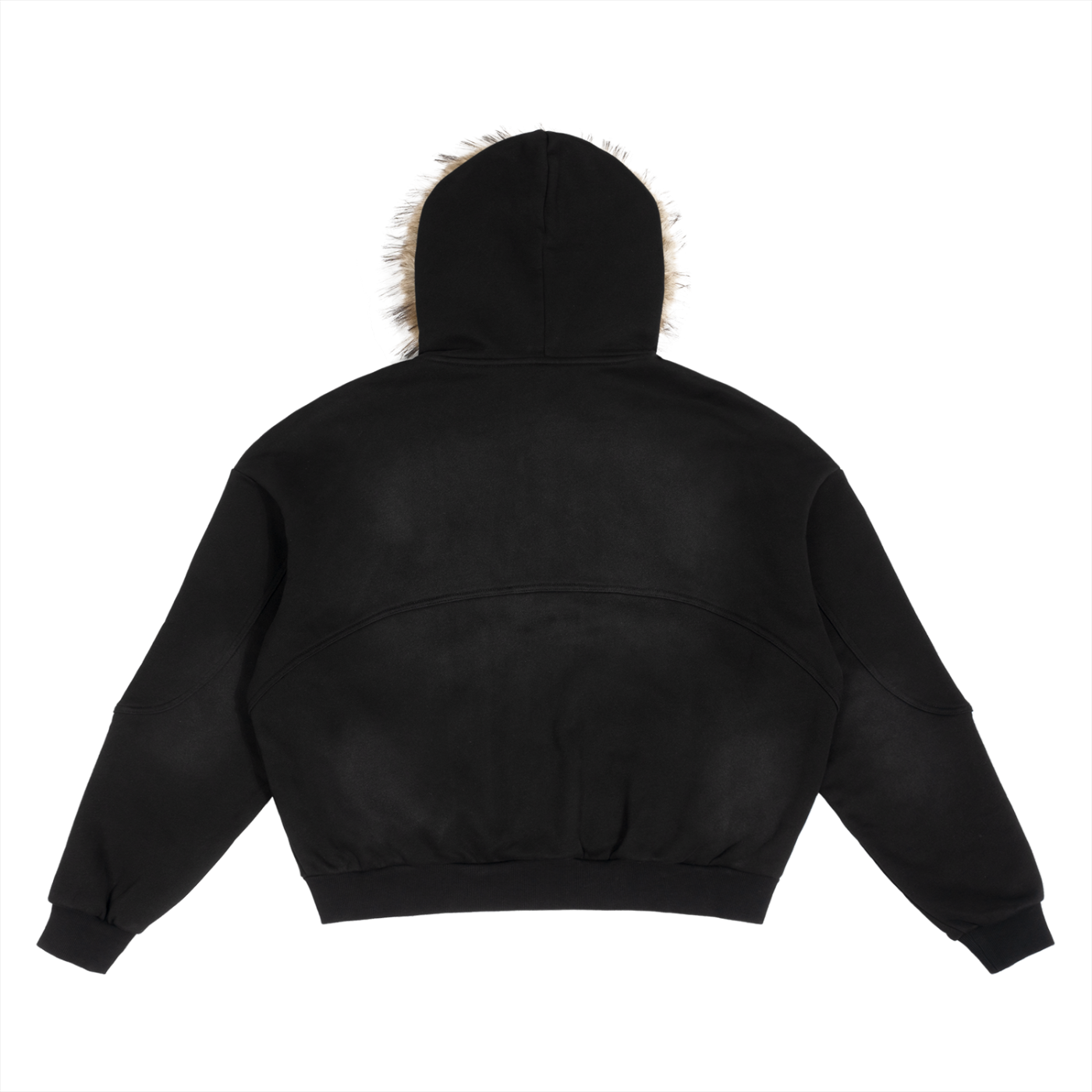 Fur Trim Hood Panel Zip Up