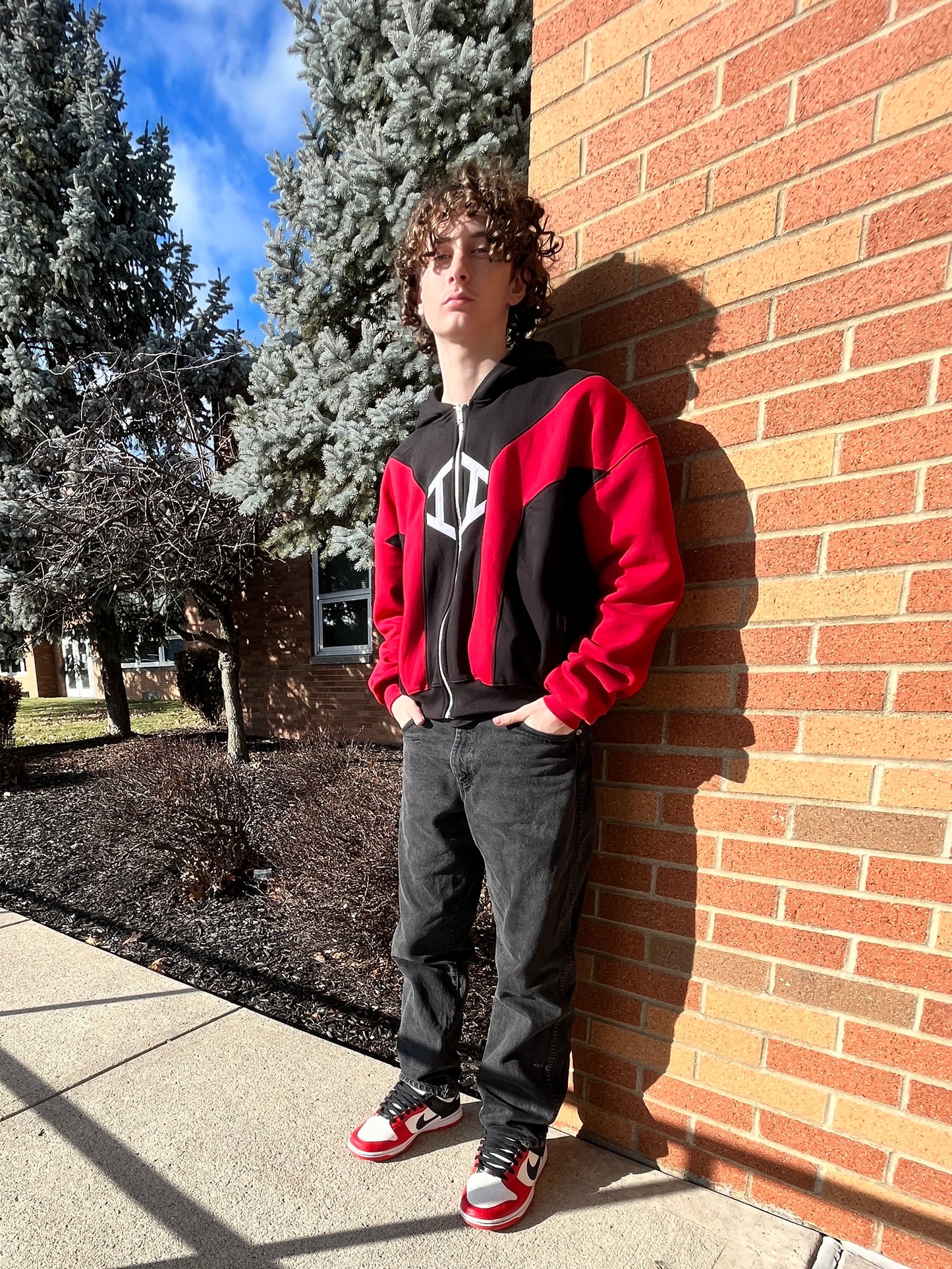 Panel Fleece Zip Up Hoodie